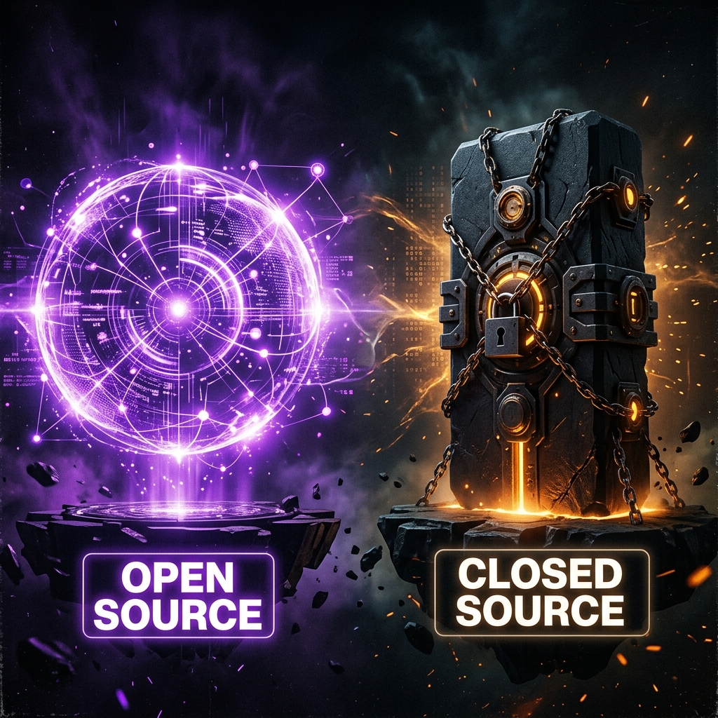 Open Source vs. Closed Source KI: Zwei KI-Systeme gegenüber